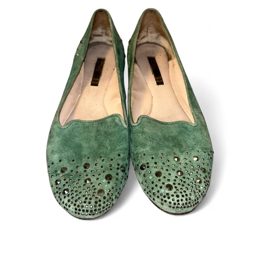 Elegant Green Embellished Women's Loafers